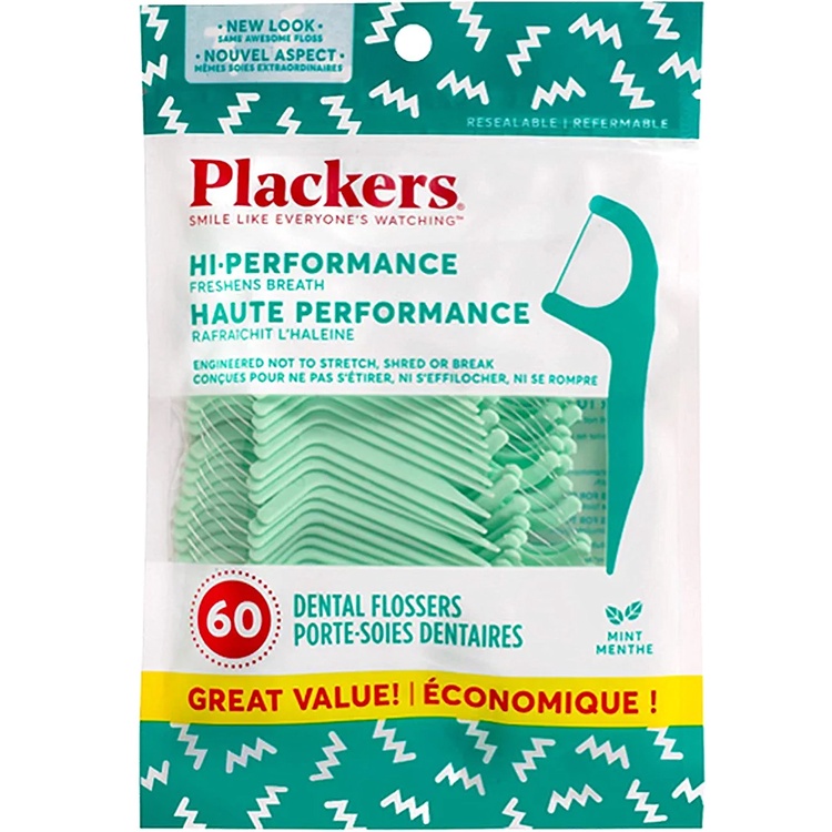 Tăm chỉ nha khoa Plackers Hi Performance Dental Flosser - 60 cây vị bạc hà
