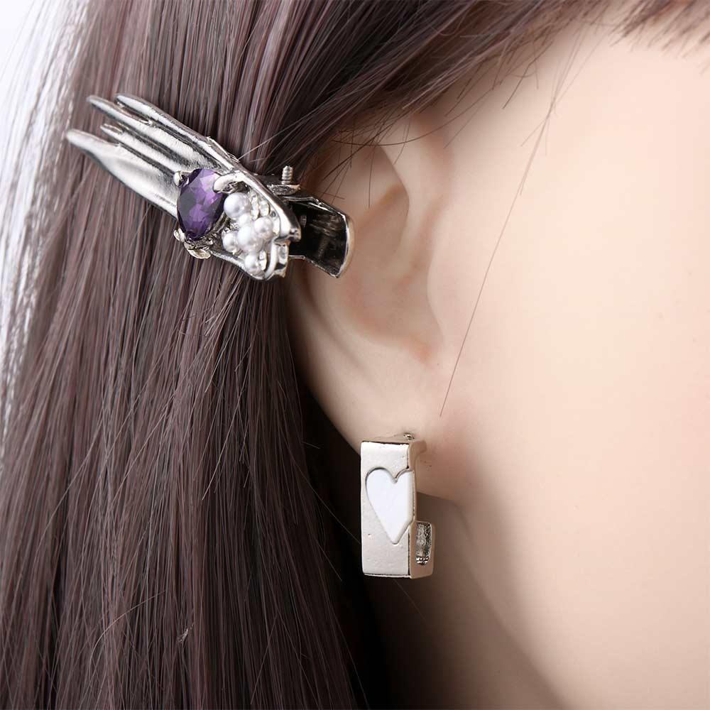 Khuyên Tai Kim Loại Hình Vuông Trái Tim Sang Trọng Phong Cách Retro Cho Nữ