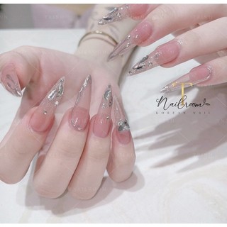 Móng up nailbox hồng thạch đá tráng gương