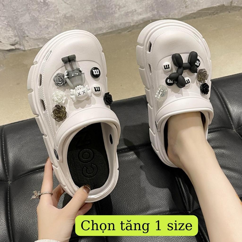 Dép Cross - dép kèm charm đế cao 6cm siêu dễ thương cực êm chân hot 2022