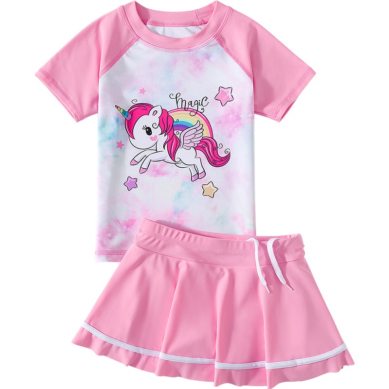Đồ Bơi Bé Gái Hoạ Tiết Ngựa PONY- Đồ Bơi Chân Váy Rời Cho Bé Gái, Chất Vải Cao Cấp YUKE Cho Bé từ 11-35kg