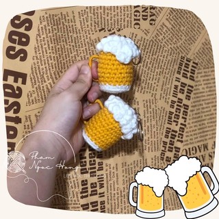 Móc khoá len, cốc bia len, len móc thủ công