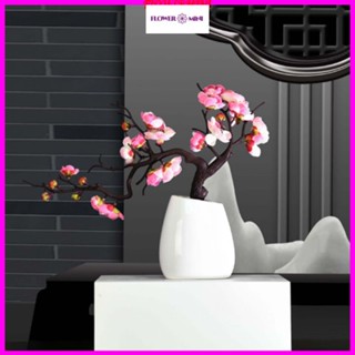 Cây giả, chậu cây đào bonsai kiểu dáng nghệ thuật để bàn trang trí nhà cửa tết