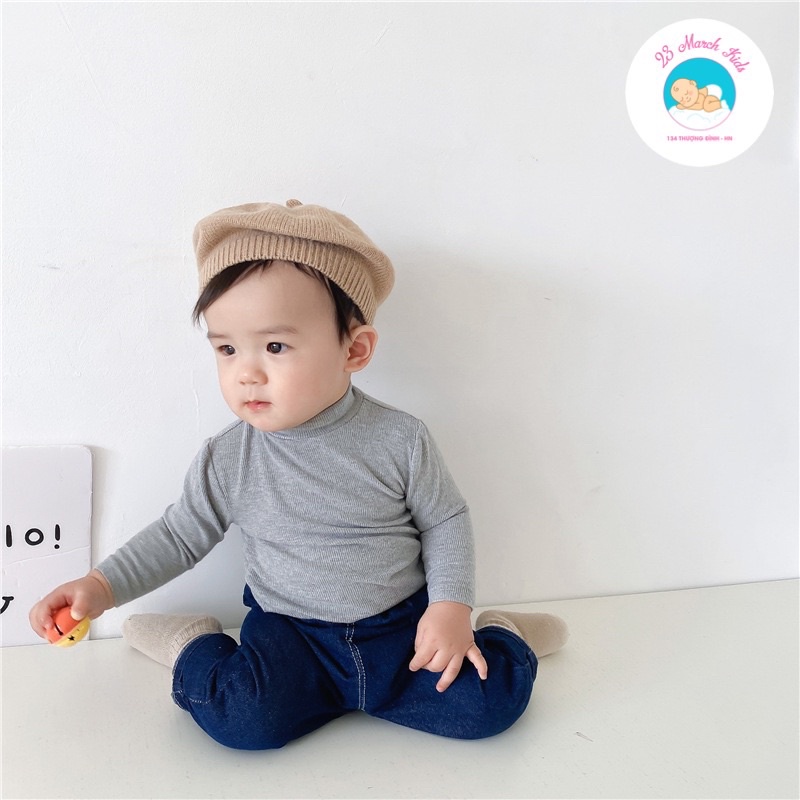 Áo giữ nhiệt cao cổ thun tăm hàng QC cho bé