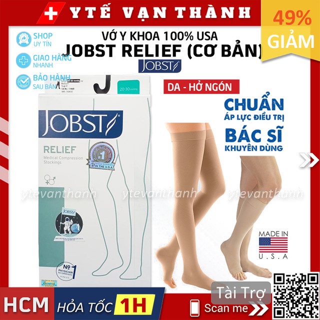 ✅ Vớ Y Khoa JOBST Relief (Cơ Bản) (Da, Hở Ngón) | Tất Suy Giãn Tĩnh Mạch -VT0041