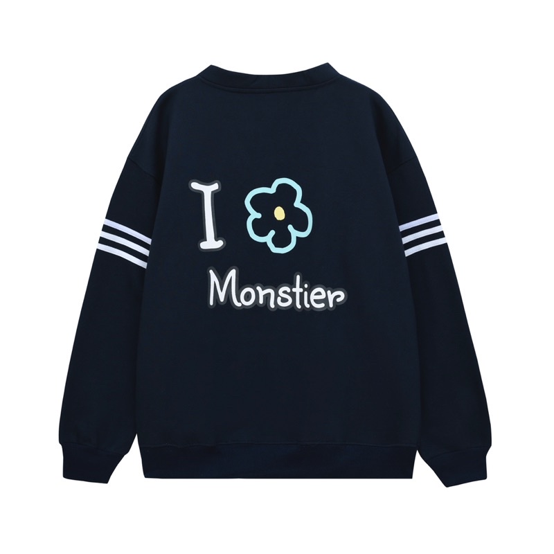 Áo Khoác Cardigan Thêu Chữ M & Hình In Dễ Thương Sau Áo - Monstier Oldschool Oversized Cardigan