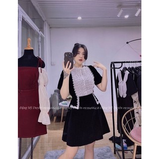 ĐẦM NHUNG PHỐI REN [BIGSIZE 55-90KG] ẢNH CHỤP THẬT