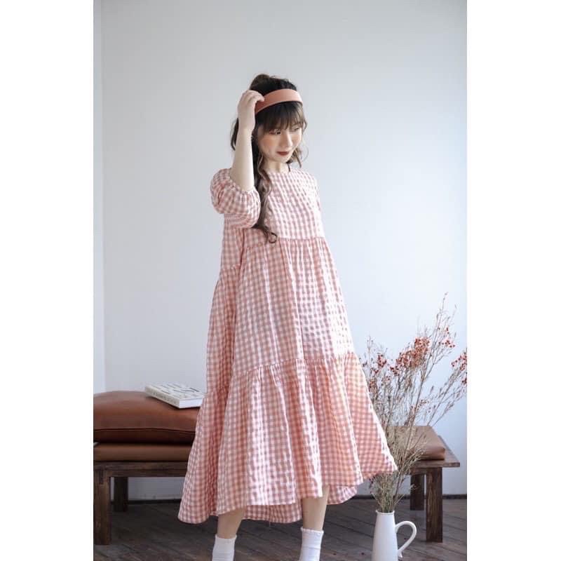 Đầm Maxi Caro Hồng Phấn Tiểu Thư