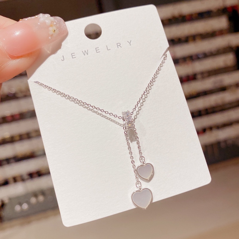 YeYi Vòng cổ Mặt Trái Tim Vỏ Sò Đính Tua Rua Phong Cách Hàn Quốc