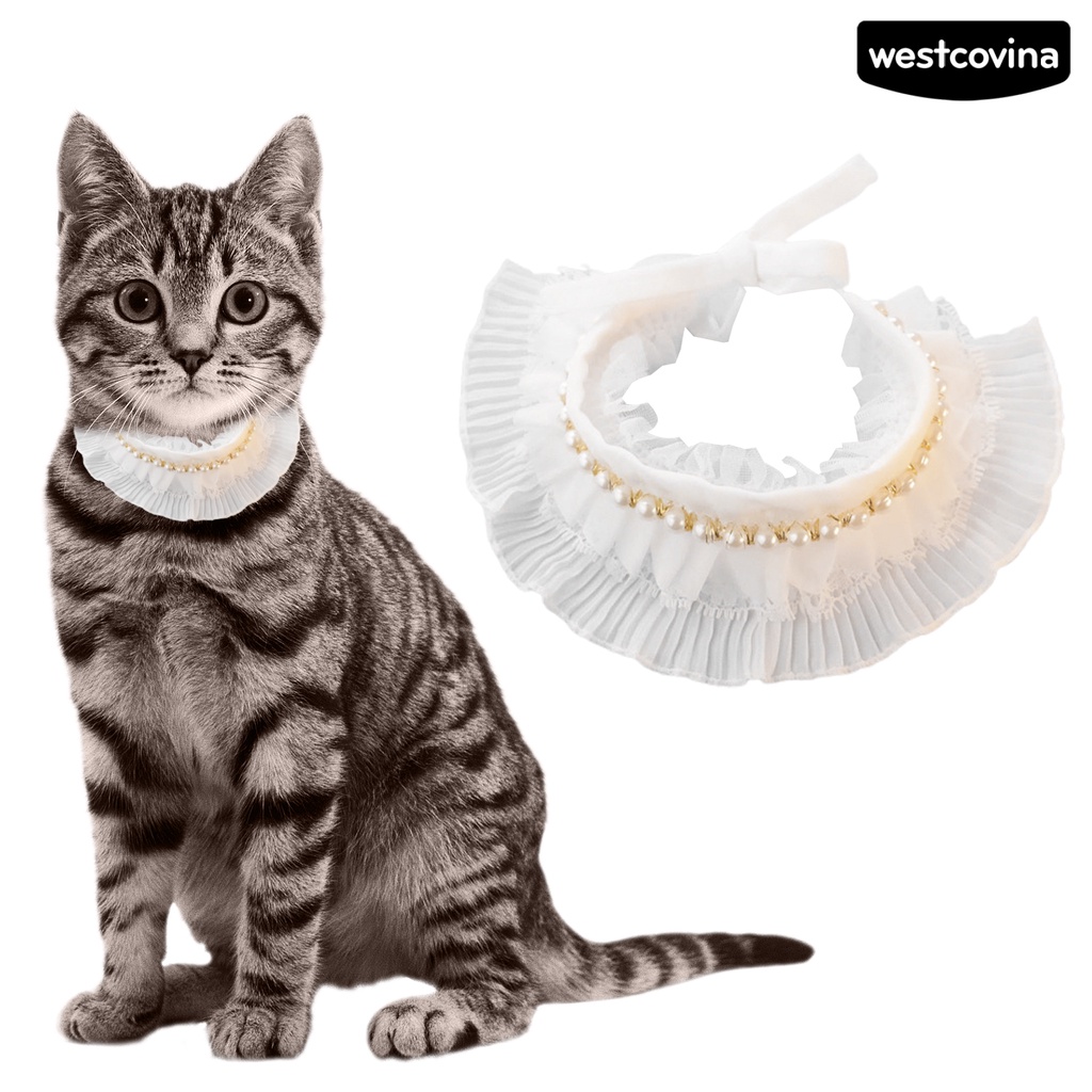 [COD]♘Yếm Ăn Đính Ngọc Trai Giả Thân Thiện Với Da Chống Mòn Dành Cho Thú Cưng