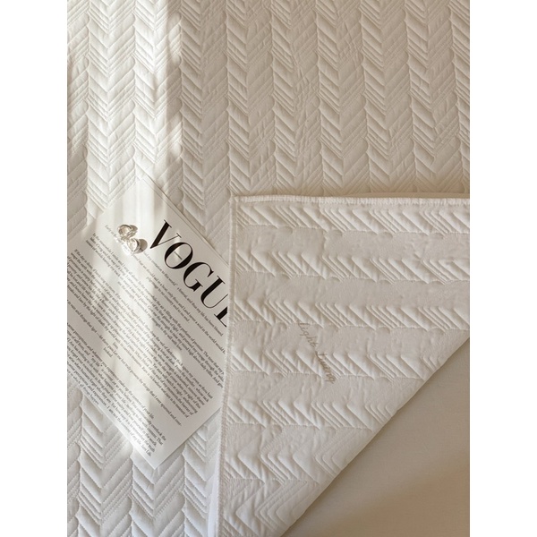 Set 3 món ga gối cotton trần hoạ tiết zic zac