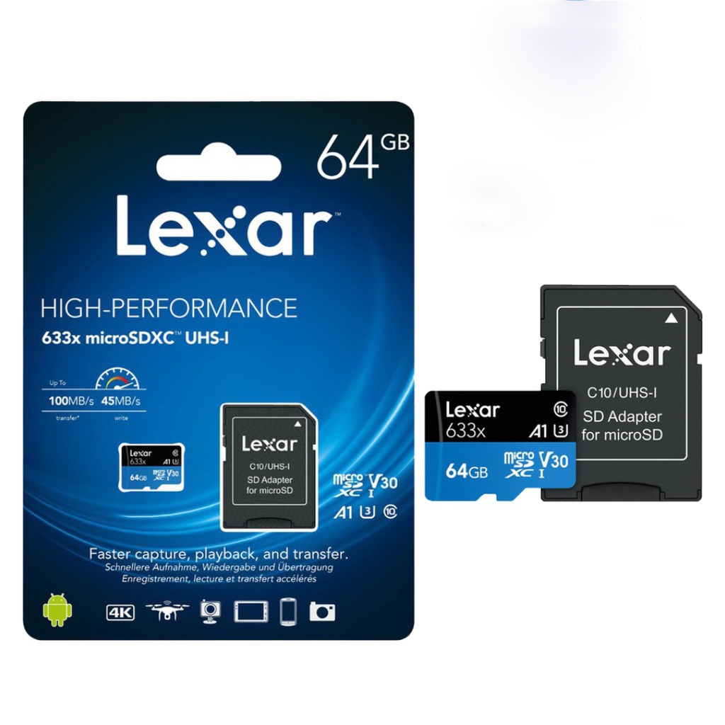 Thẻ nhớ MicroSD Lexar 32GB/ 64GB/128GB class 10 UHS-I - tốc độ100MB/s, kèm Adapter, dùng cho camera, máy ảnh, máy quay