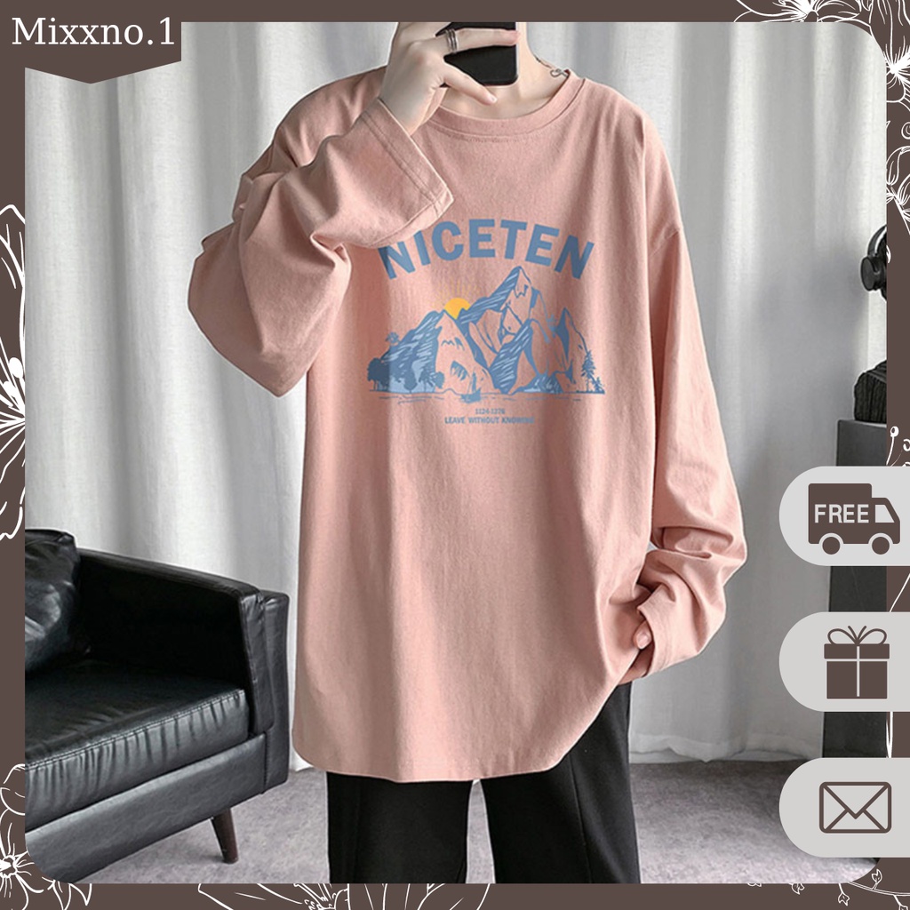 Áo Thun Nam Dài Tay Cổ Tròn Form Rộng In Họa Tiết Hoạt Hình Niceten Thời Trang Mixxno.1 TOP NAM 239