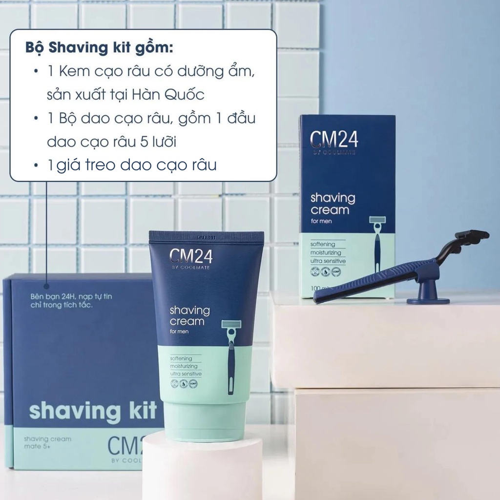 Mua Bộ cạo râu Shaving Kit cho nam (tay cầm kim loại + dao cạo + kem ...