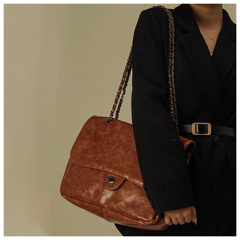 Mischa Túi Đeo Vai Bằng Da PU Màu Trơn Sức Chứa Lớn Phong Cách Pháp Cổ Điển Thời Trang Chất Lượng Cao