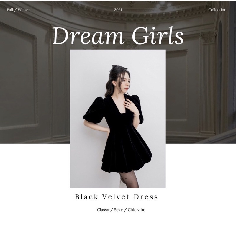 Váy babydoll nhung đen Charmante Studio