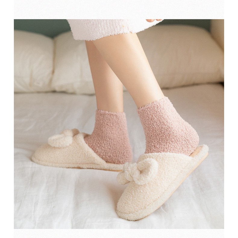 Vớ Len Cotton Giữ Nhiệt Siêu Dày Màu Trơn jp5