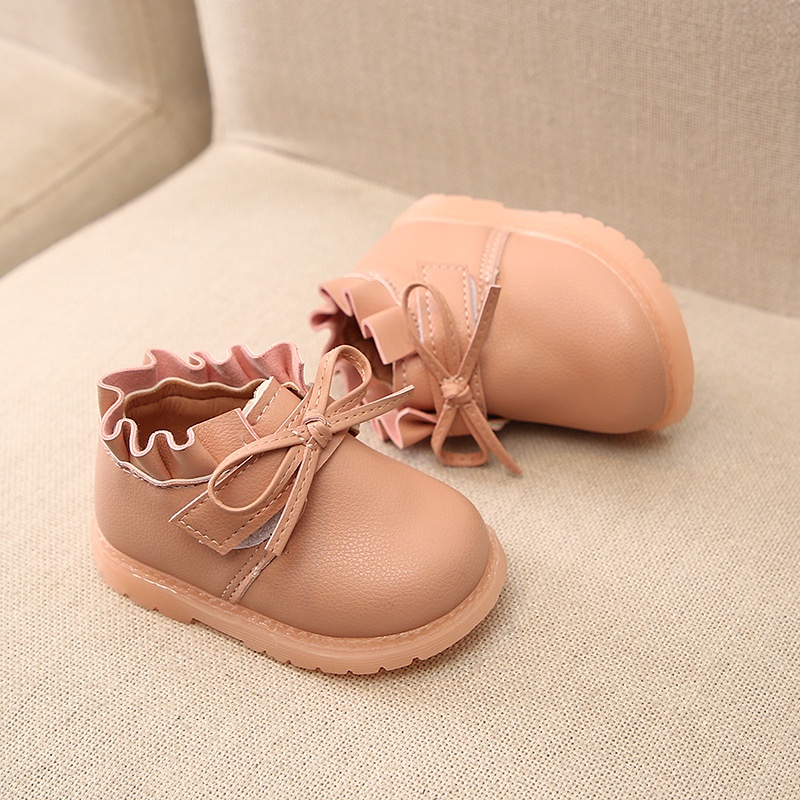 Babyfair. Bé gái Giày da tổng hợp Đế mềm Thời trang Thanh lịch Nơ dễ thương Trang trí nội thất Trẻ sơ sinh đi bộ