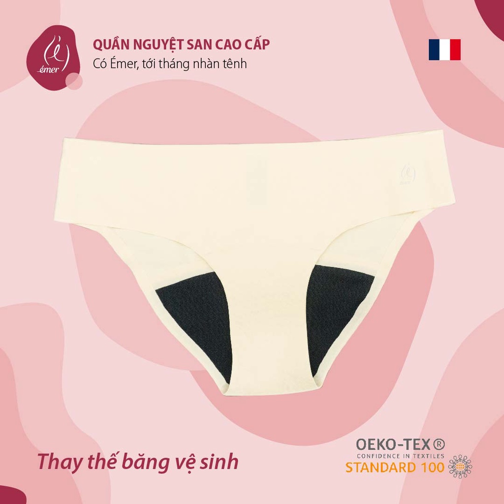 Quần lót nguyệt san Stella (Màu Nude) cao cấp Emer không viền thay thế băng vệ sinh