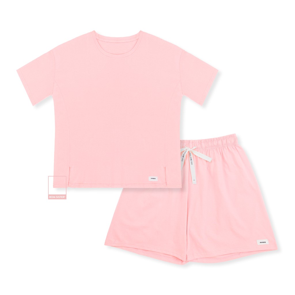 Set đồ ngủ áo ngắn tay quần đùi màu trơn BOM SISTER DN2310
