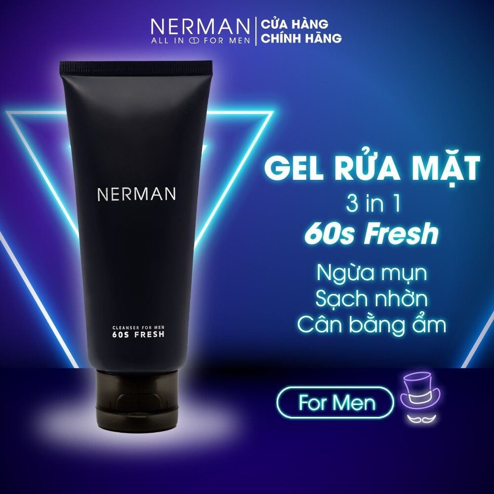 Gel Rửa Mặt Nerman Nano Curcumin 60s Fresh 100ml Chiết Xuất Thiên Nhiên Giúp Làm Sạch Sâu Ngừa Mụn