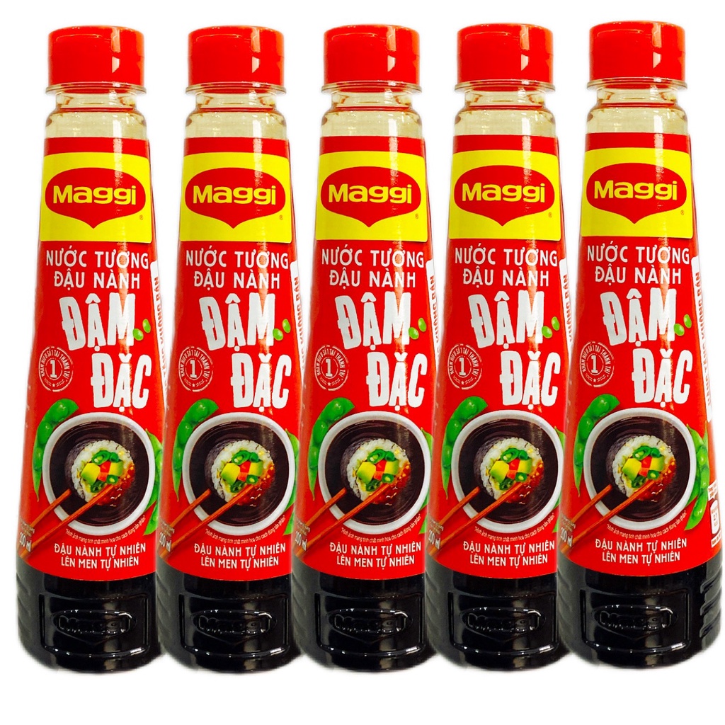 Combo 5 chai (mỗi chai 200ml) nước tương đậu nành Maggi đậm đặc nắp đỏ (Date mới 2024)