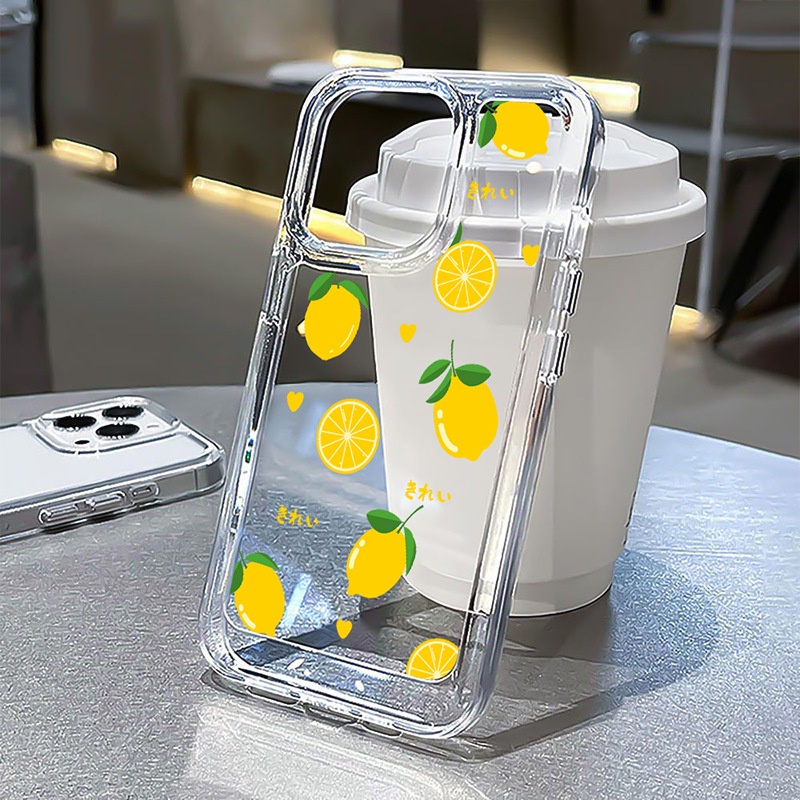 Ốp Điện Thoại Acrylic Trong Suốt Họa Tiết Quả Chanh Cho iPhone 14 13 11 Pro Max 12 Mini XR X XS 7 8