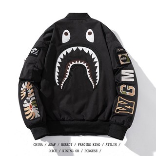 Áo Khoác Bomber MA1 Thêu Hình Cá Mập Phong Cách Đường Phố Thời Trang Xuân Thu Cho Nam Và Nữ varsity jacket áo varsity jacket áo khoác varsity jacket varsity jacket nam varsity jacket 2hand áo varsity jacket nam varsity jacket bomber