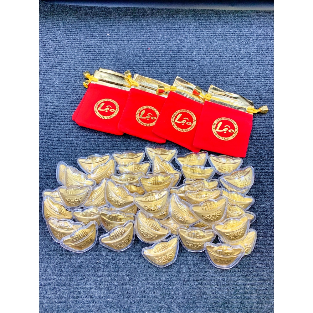 Combo 10 Thỏi Vàng Kèm Túi Gấm Phúc , Lộc