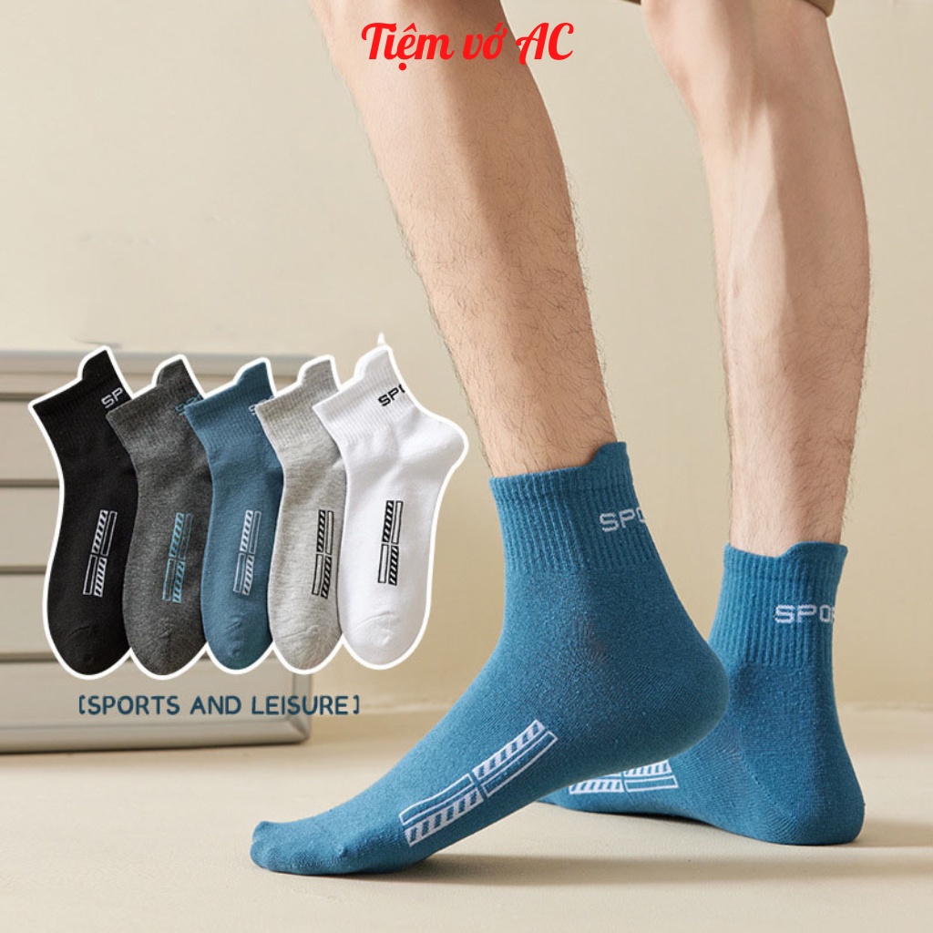 Tất nam cổ cao sét 10 đôi 5 màu tối co dãn 4 chiều thấm hút mồ hôi T115