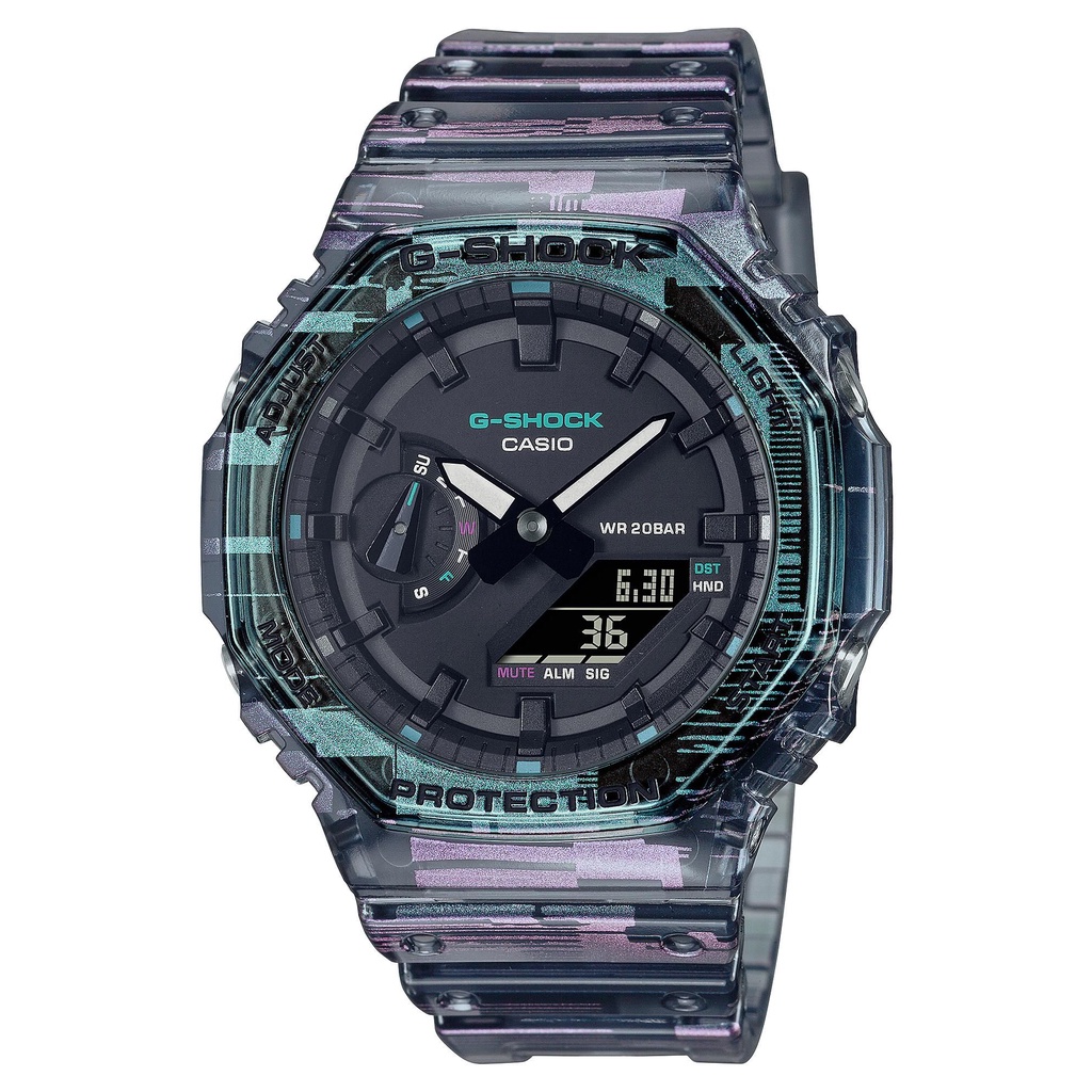ĐỒNG HỒ NAM CASIO G-SHOCK GA-2100NN-1A  DAY NHỰA RESIN TRONG SUỐT MẶT TRÒN IN HOẠ TIẾT NHIỀU GÓC - HÀNG CHÍNH HÃNG