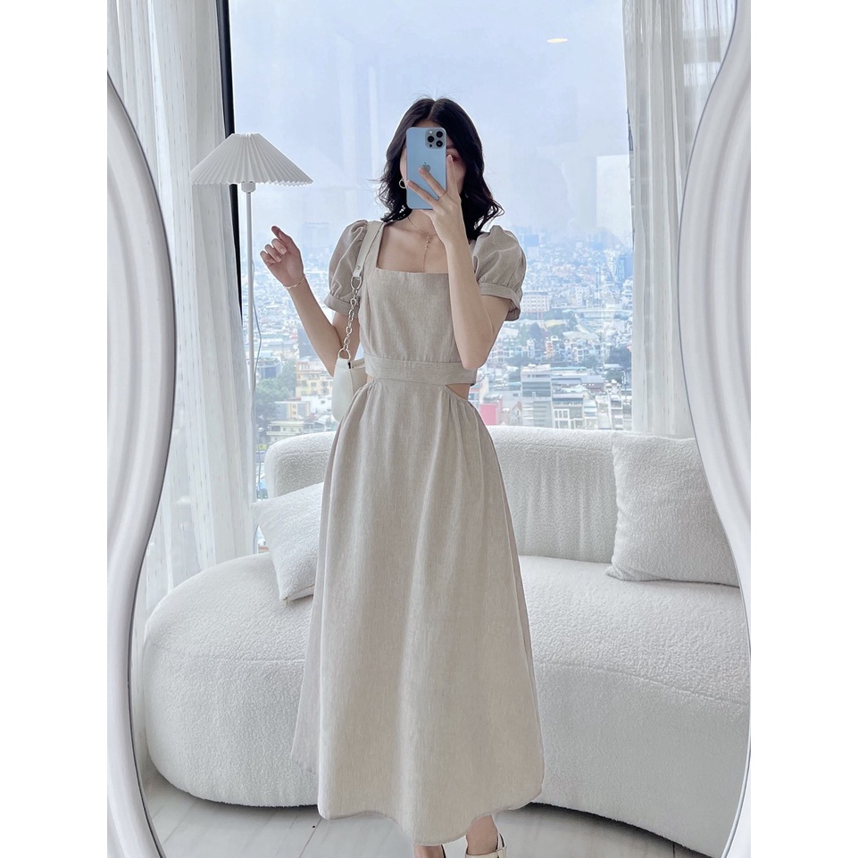 Đầm midi nữ khoét eo