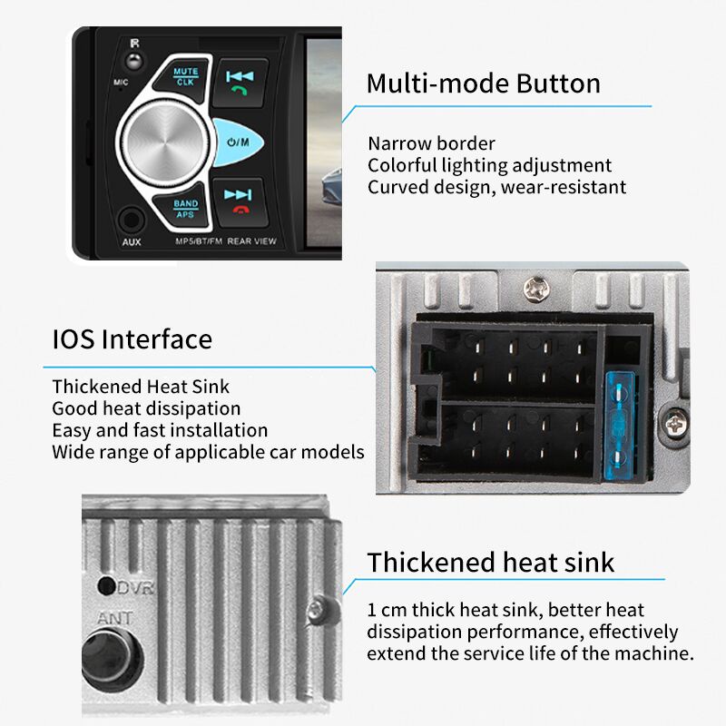 Radio 1 Din Autoradio 4022D Bluetooth 4.1" Hỗ Trợ Camera Sau Cho Xe Hơi