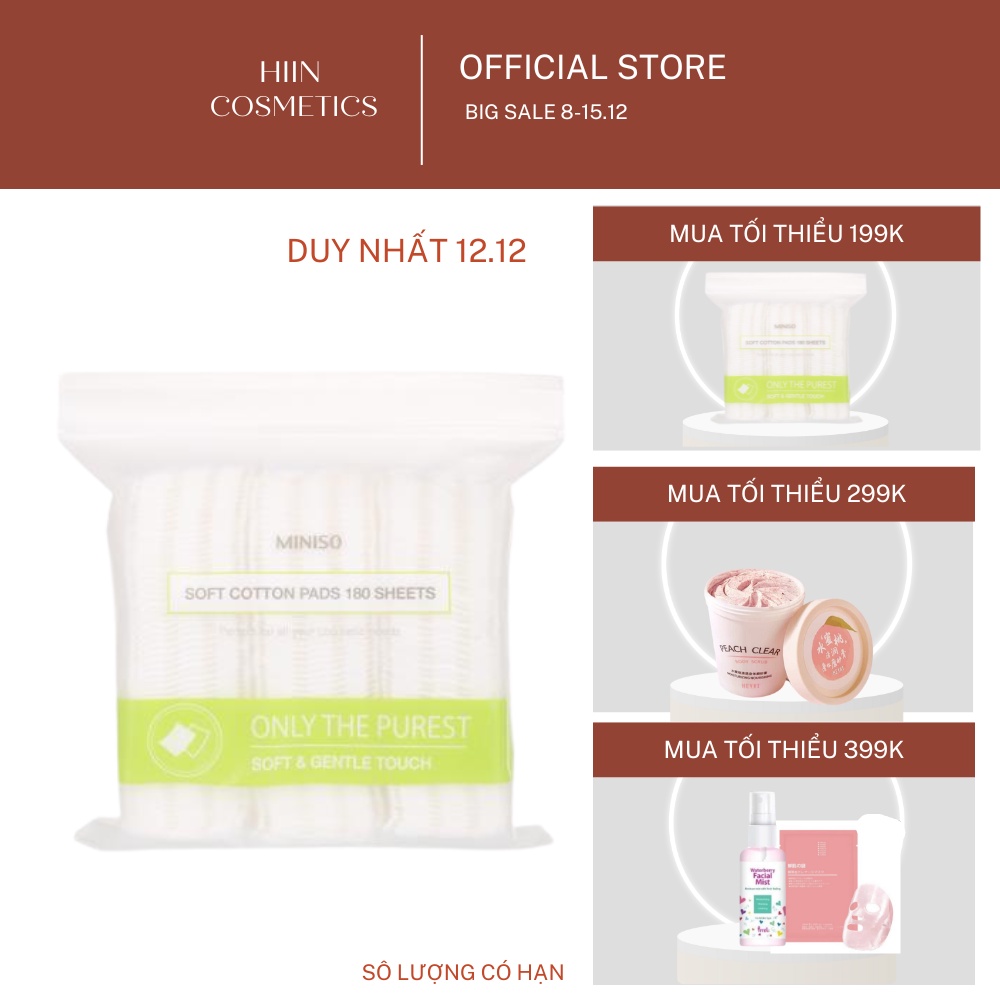 Bông tẩy trang miniso 180 miếng, Bông tẩy trang miniso Nhật bản 1000 miếng