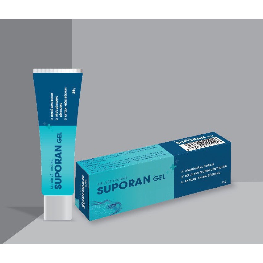 Gel vết thương SUPORAN GEL dành cho vết thương hở, vết bỏng, vết loét, trầy xước, chấn thương - Tuýp 25g