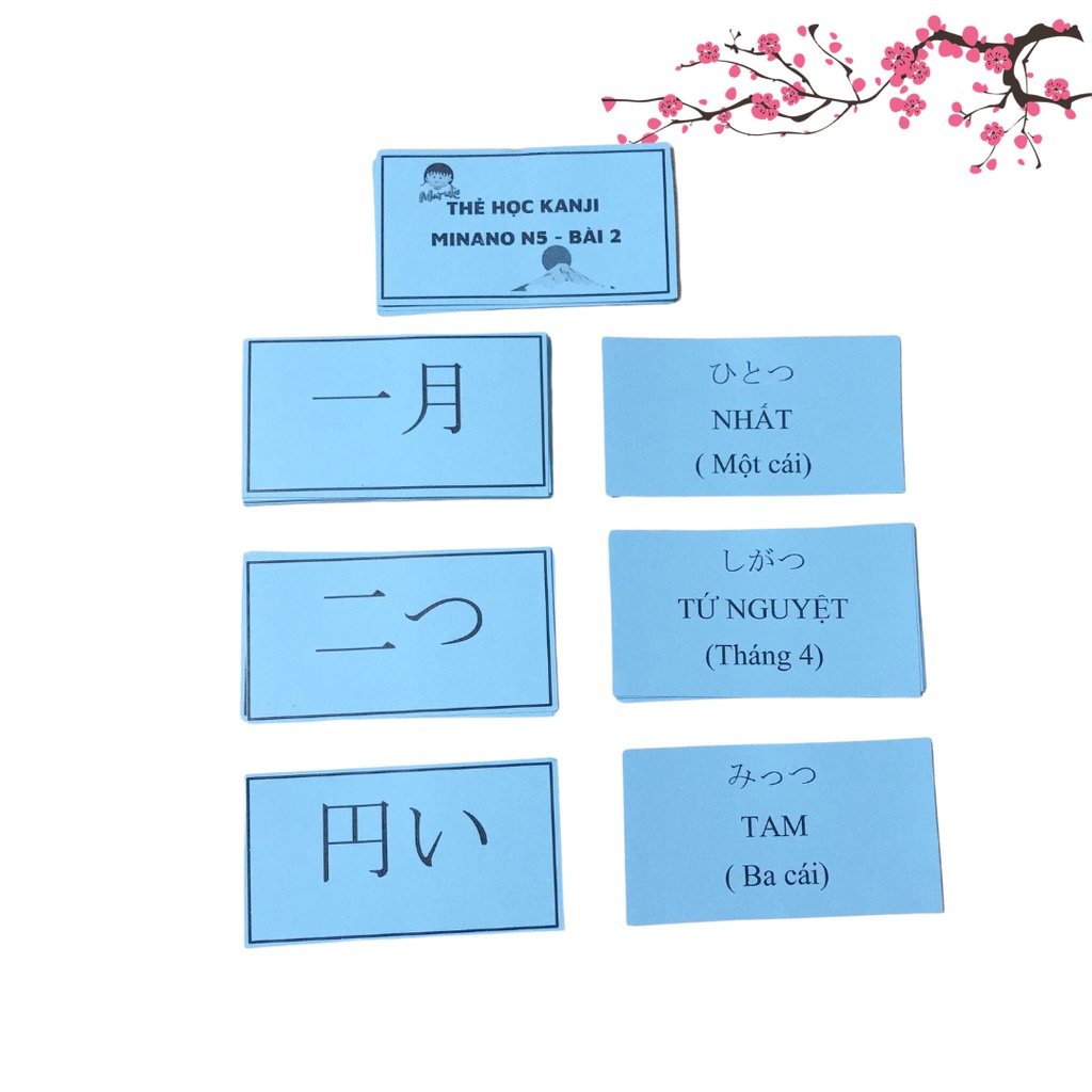 Bộ thẻ học kanji N5 theo giáo trình minano