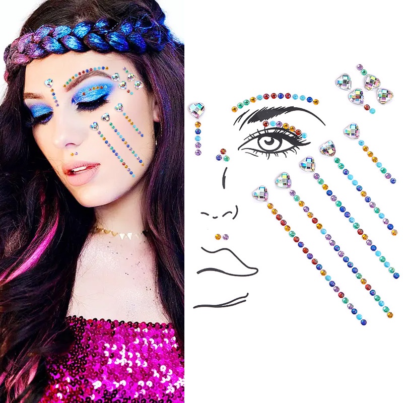 Sticker Đính Đá Nhiều Màu Sắc Trang Trí Tiệc Ngày Lễ