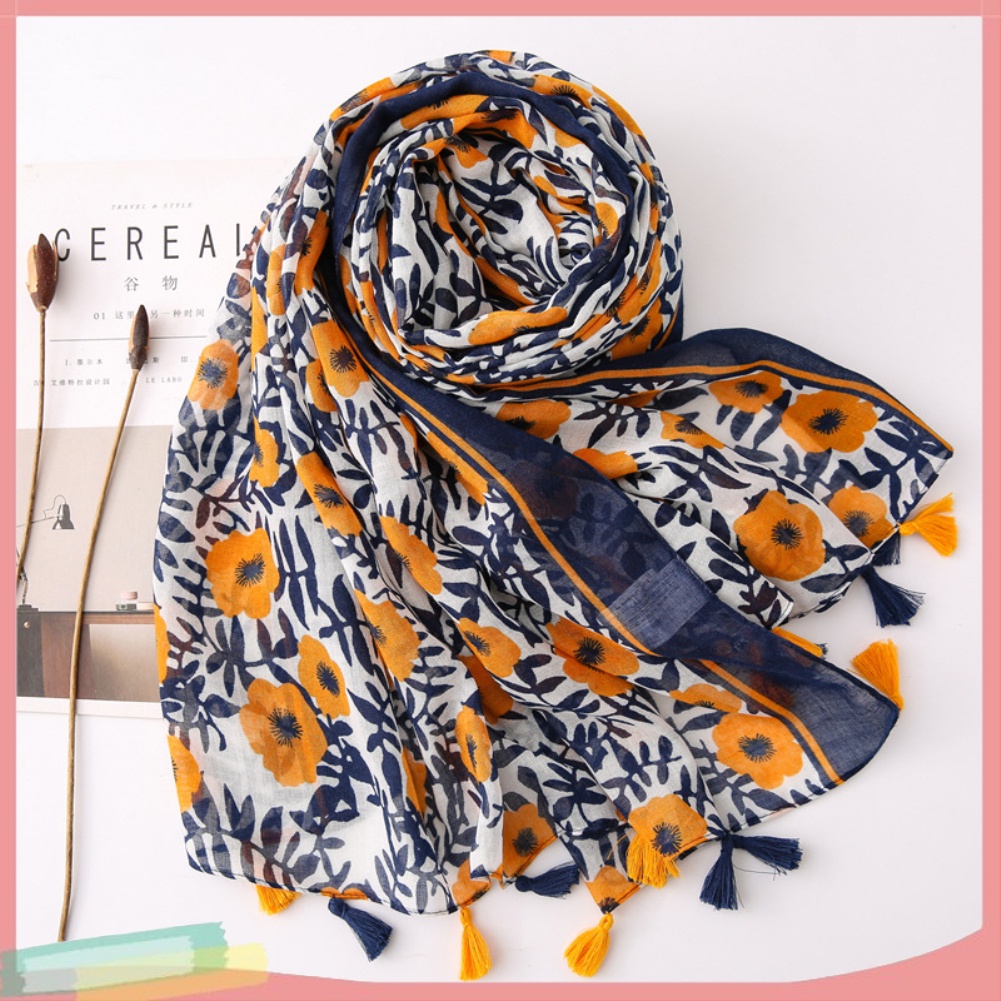 Khăn choàng cổ họa tiết hoa phong cách du mục thời trang cho nữ