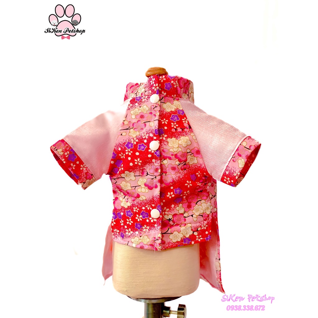 Áo TẾT họa tiết hoa anh đào cho CHÓ/MÈO