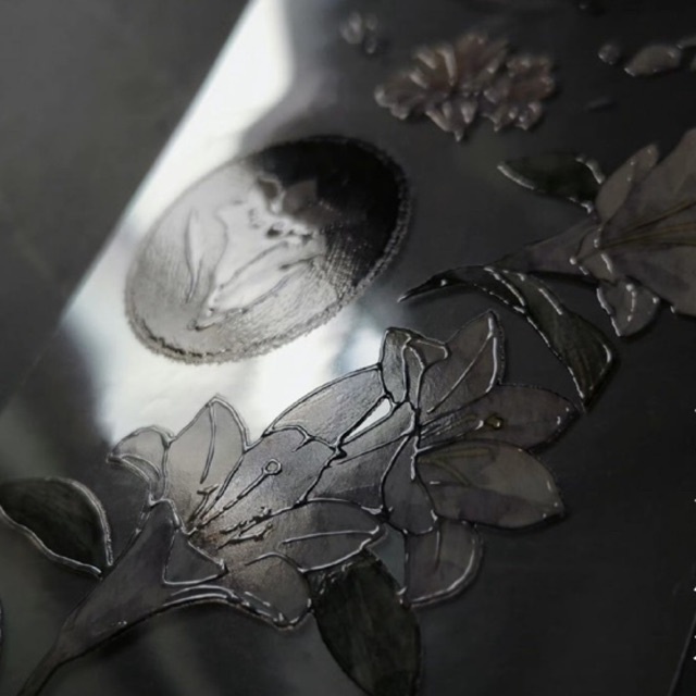 Băng dính PET tape hoạ tiết hoa bách hợp lily tím