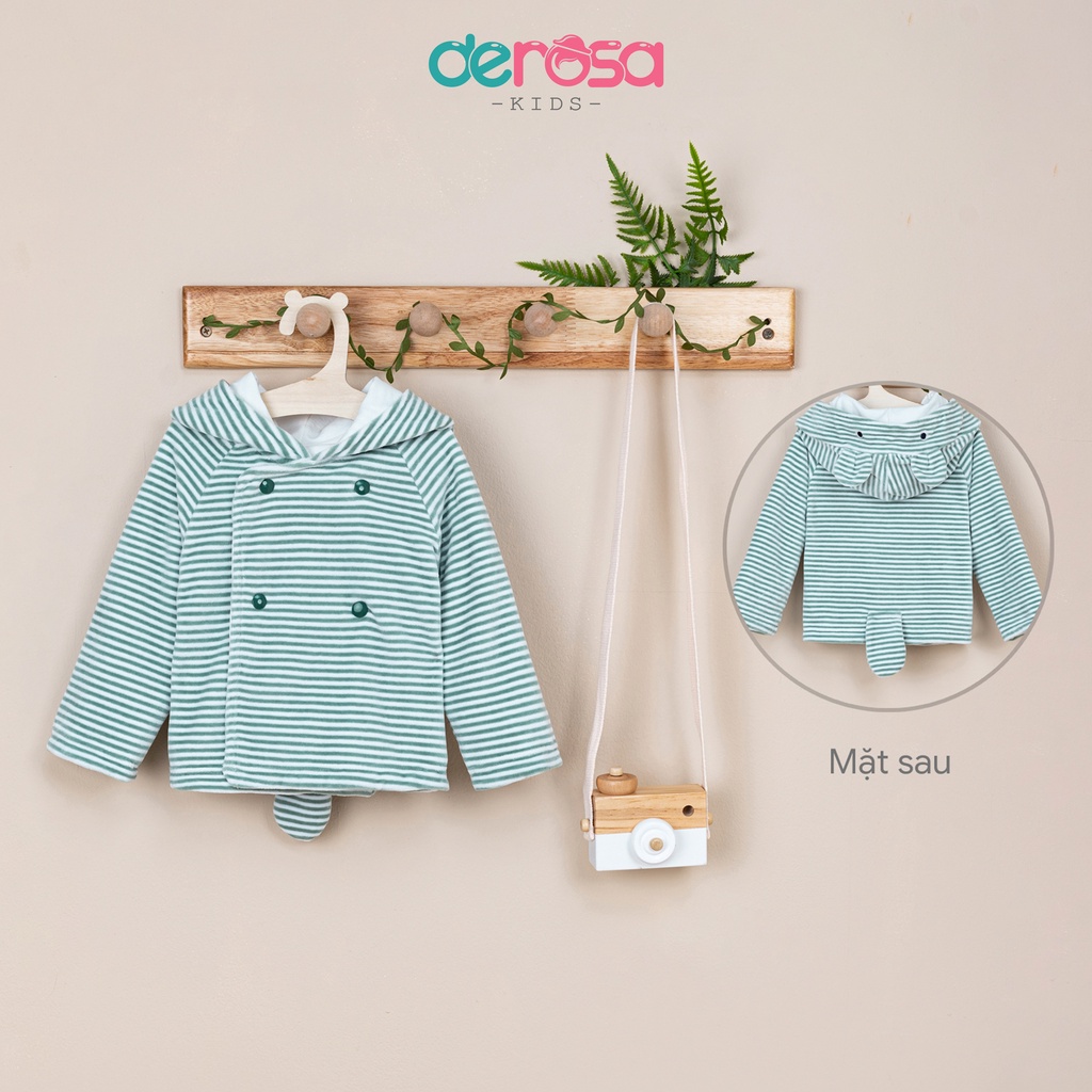 Áo khoác nhung có mũ cho bé trai và bé gái DEROSA KIDS từ 6 đến 24 tháng AWBBD1047A