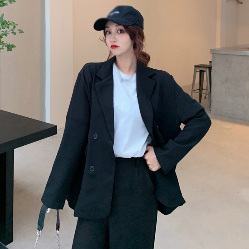 Áo Khoác Blazers Tay Dài Dáng Rộng Phong Cách Hàn Quốc Cổ Điển Thời Trang Cho Nữ