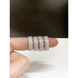 Nhẫn full đá bản 6 mm xi bạch kim - bạc ý 925 xi bạch kim