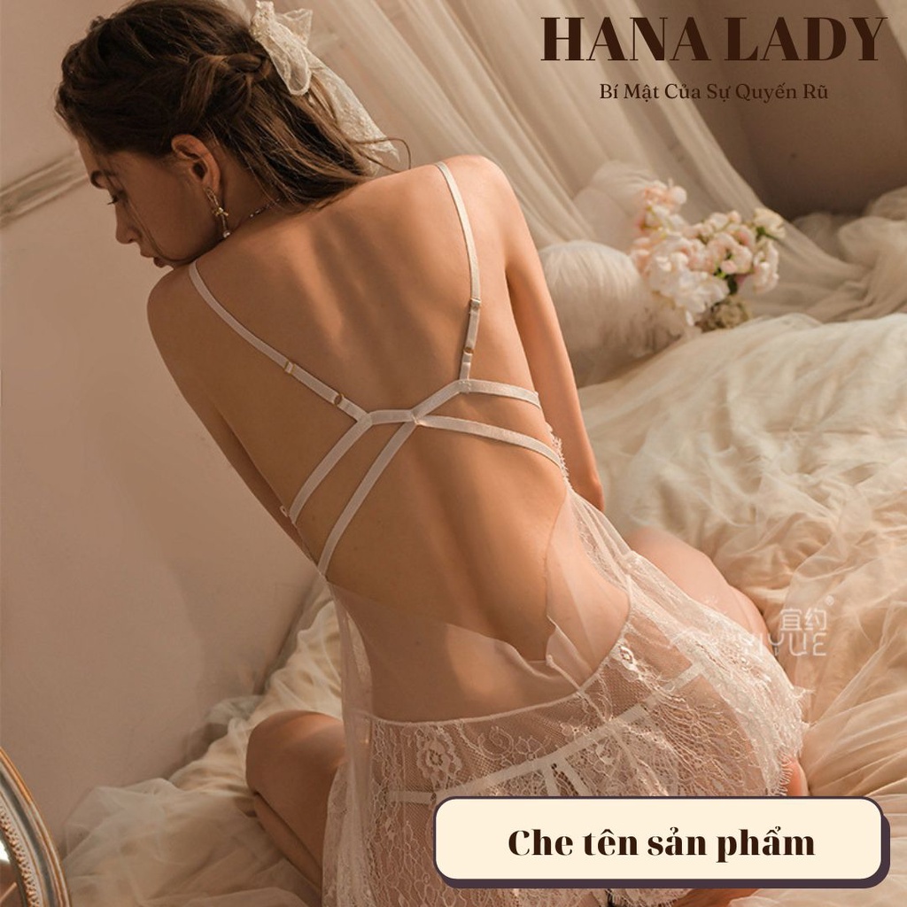 Váy ngủ ren xẻ tà, đầm ngủ sexy tặng kèm quần lọt khe VN523