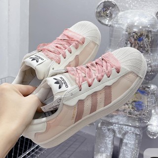 Giày sneaker adidas superstar màu kem, Giầy adidas superstar màu hồng nam nữ đủ size hàng cao cấp