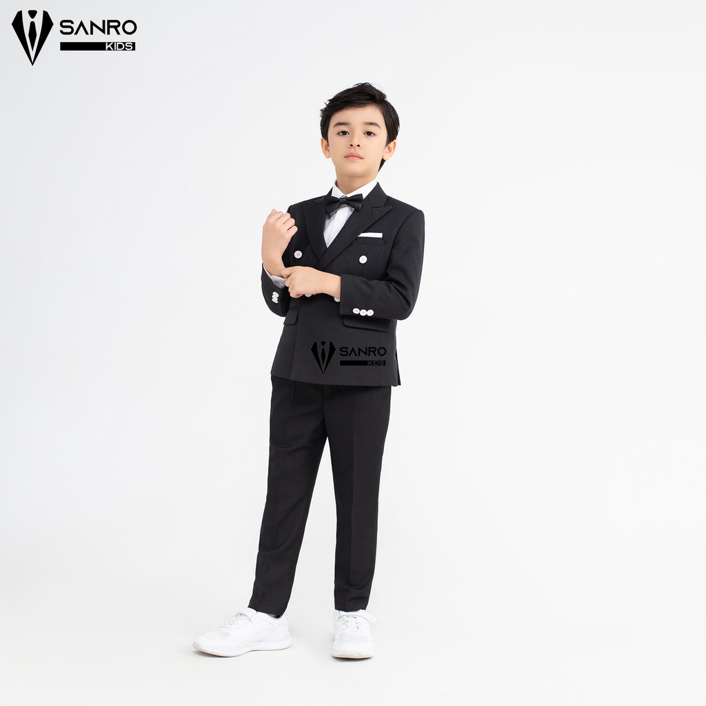 Bộ vest bé trai thiết kế màu đen 4 cúc