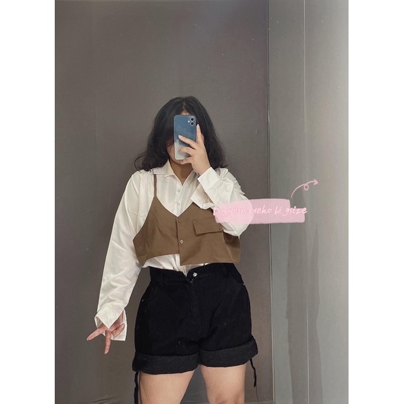 Áo sơ mi bigsize phối gile 60-90kg