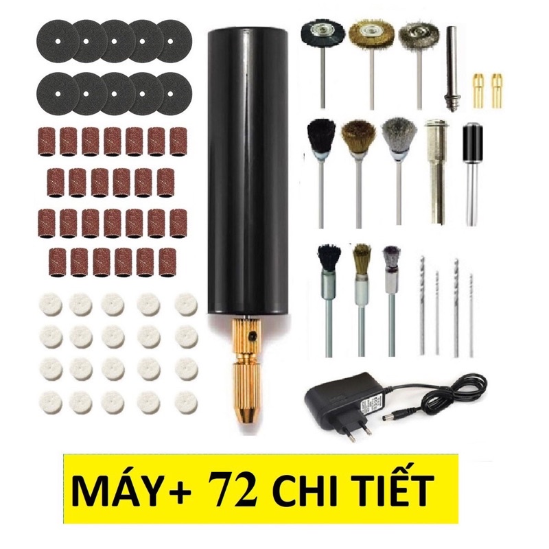 Máy khoan mài mini đa năng cầm tay siêu mạnh kèm 72 chi tiết khoan mài cắt
