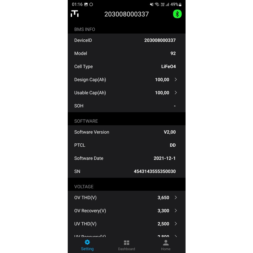 BMS 16S 100A cho Pin LifePO4 có bluetooth BMS-S-S16A100T