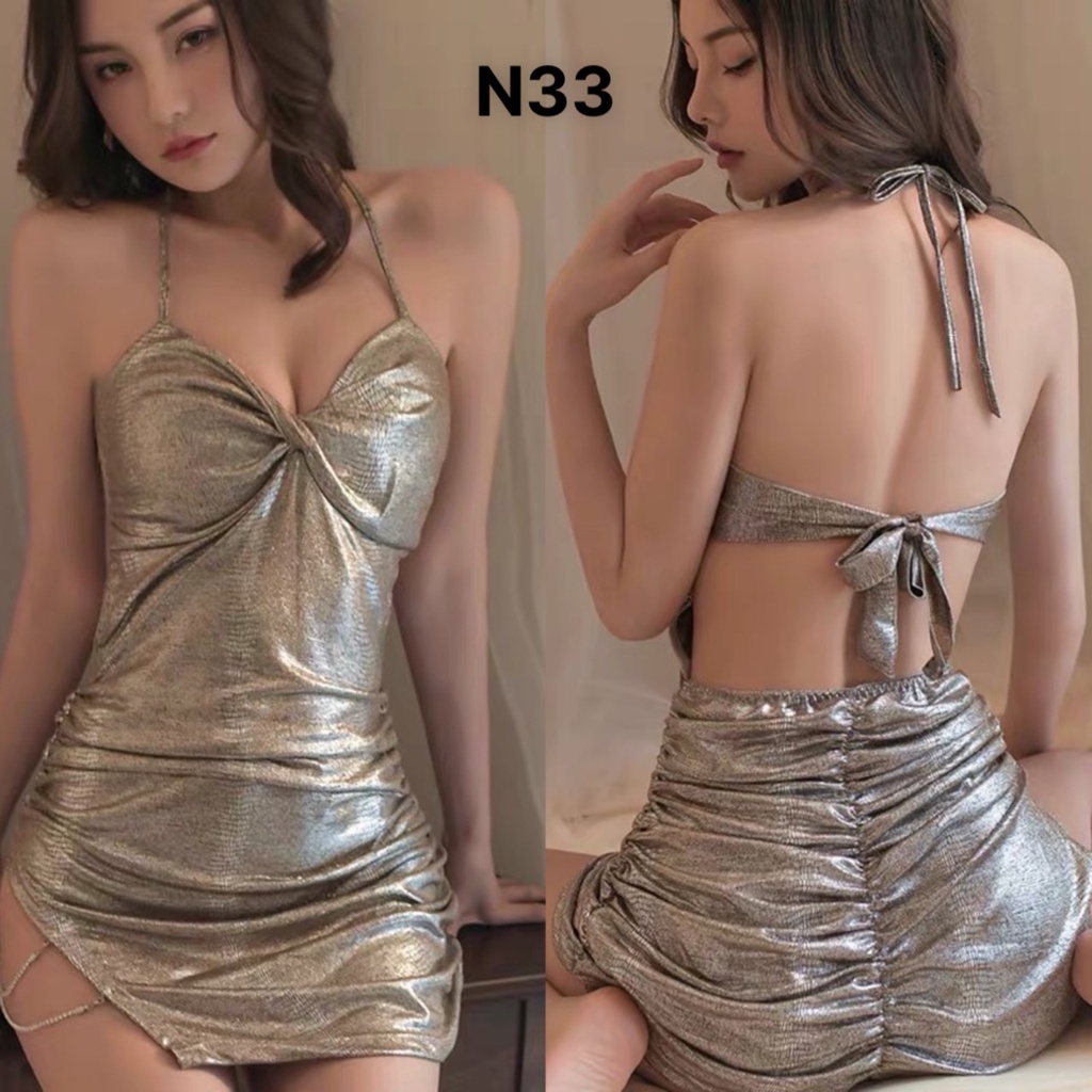 Váy Ngắn Sexy Vải Ánh Nhũ Sáng Lấp Lánh Nổi Bật Đầm Nữ Gợi Cảm La Perbra